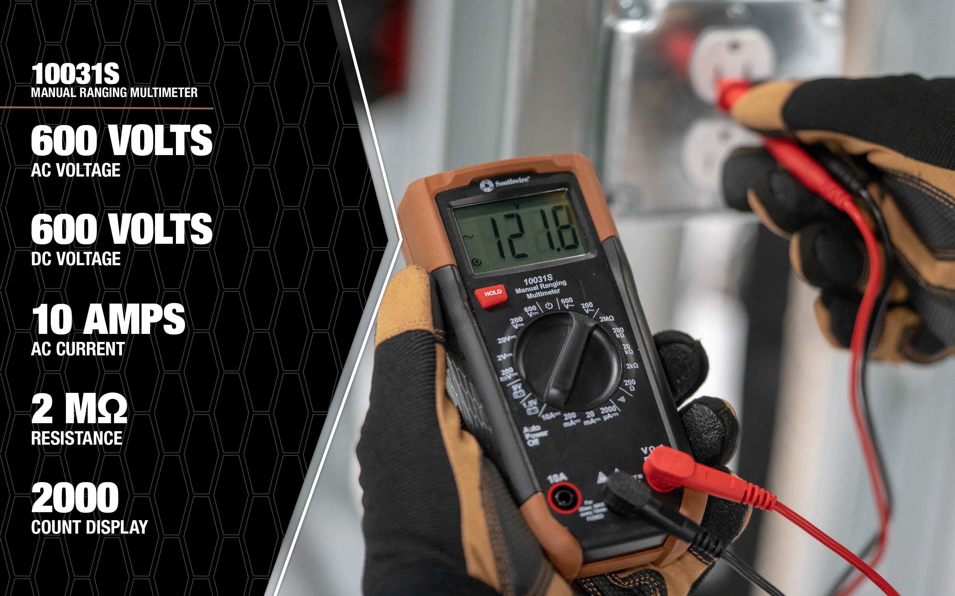 Southwire 10037K 3-Piece Electrical Test Kit with Full-Function Multimeter, Non-Contact Voltage Detector, and Outlet Tester