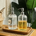 thumbnail image 6 of 2 Pack Glass Soap Dispenser with Rust Proof Stainless Steel Pump, Refillable Hand Soap Dispenser with Vertical Stripe, Elegant Hand Soap Dispenser for Bathroom & Kitchen, 6 of 7