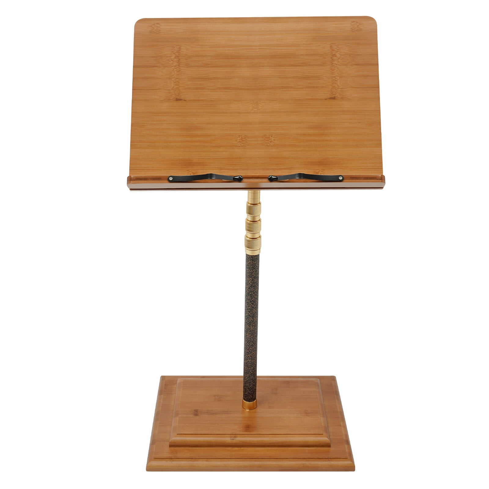 TFCFL Height Adjustable Bamboo Music Stand Free Standing Bamboo Conductor Music Stand W/ Wide Wooden