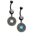 thumbnail image 3 of Belly Button Ring 14ga Sun Dangle with Opalite Stone PVD Coated, 3 of 3