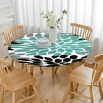 thumbnail image 3 of Oxford Fabric Round Tablecloth with Boho Print, Elastic Hem Fits 36-44" Table, Waterproof and Reusable for Daily Use, 3 of 5