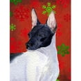 thumbnail image 1 of Carolines Treasures SS4687CHF 28 x 40 Po. Rat Terrier Flocons de Neige Rouges et Verts Drapeau de Noël en Toile Taille Maison, 1 of 2