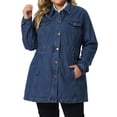 thumbnail image 1 of Plus Size Denim Jacket for Women Buttons Long Sleeve Jean Jackets 3X Blue, 1 of 6