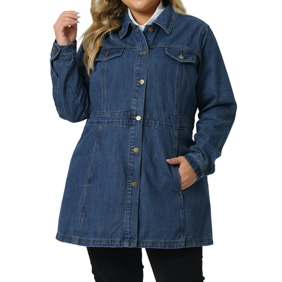 MODA NOVA Juniors Plus Size Denim Jacket Buttons Long Sleeve Jean Jackets