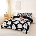 thumbnail image 3 of Homewish Cartoon Halloween Ghost Bedding,Simple Spooky Pattern Duvet Cover Full,Black White,Black Reversible,3pcs,1 Duvet Cover and 2 Pillowcases, 3 of 6