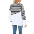 thumbnail image 3 of Deago Women Striped Color Block Long Sleeve Crew Neck Sweatshirt Casual Loose Fit Pullover Shirts Side Split Tunic Tops, 3 of 8