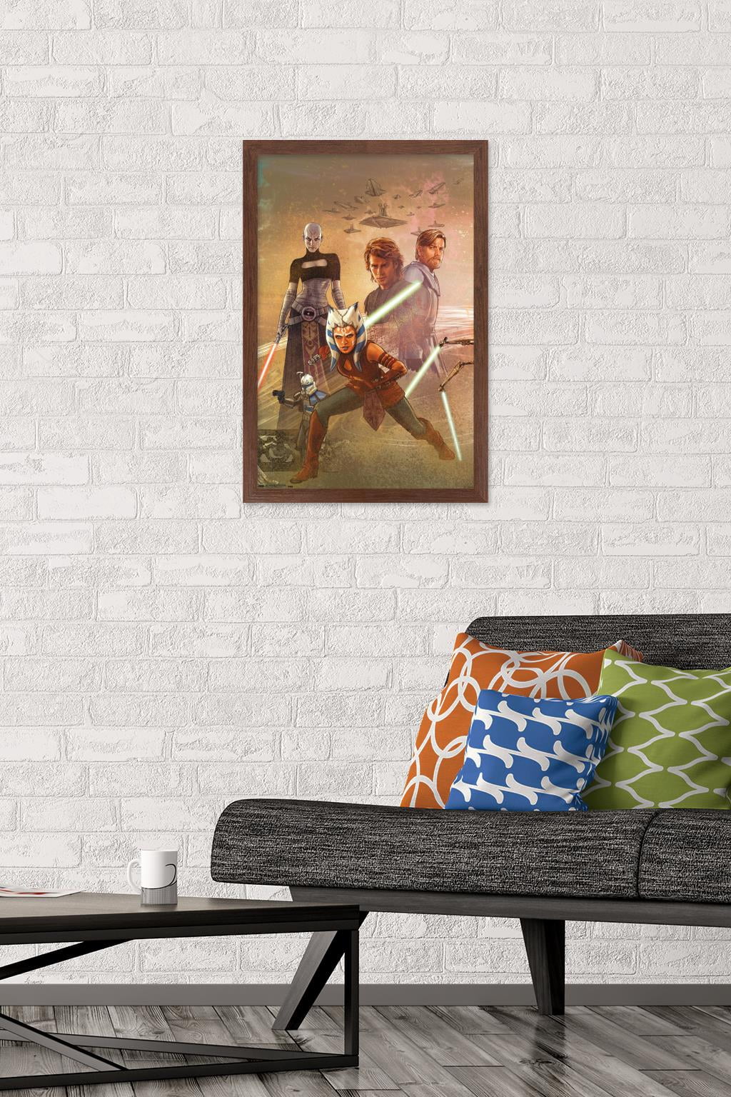 Star Wars: The Clone Wars - Celebration Mural Wall Poster, 14.725" x 22.375", Framed
