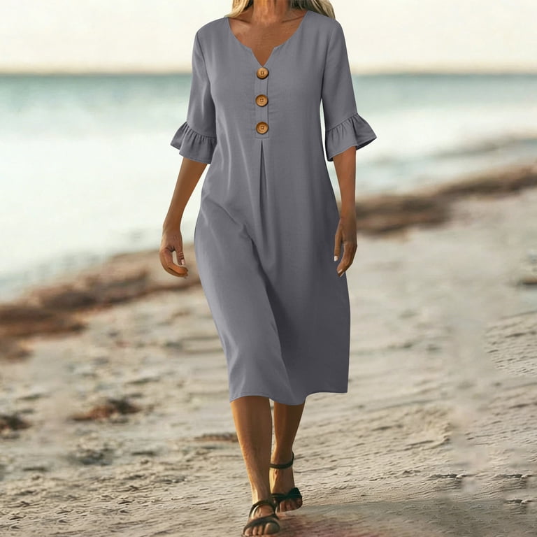elegant tunic dresses Cabana Life - Harbor Embroidered Tunic Dress - Cream