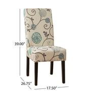 Noble House Asher Indoor Fabric Dining Chairs, Set of 4, Beige,Blue,Espresso