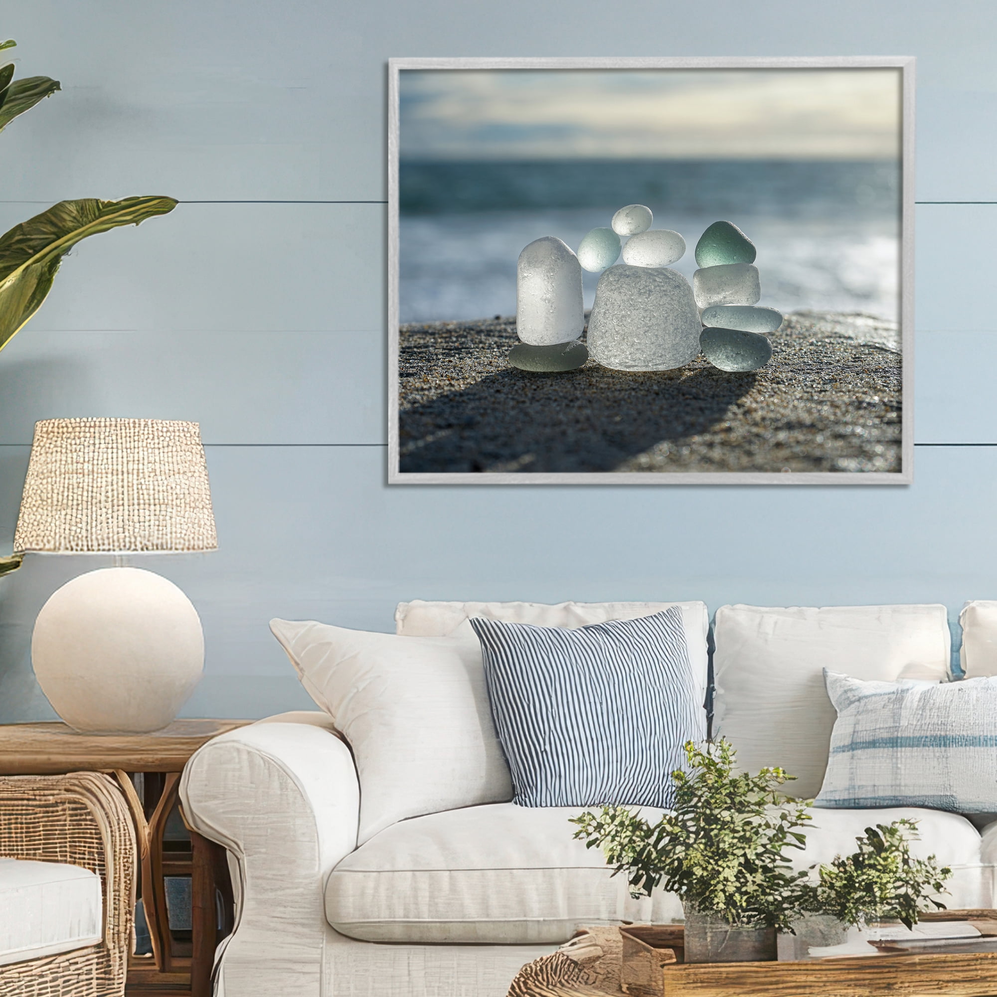 Stupell Industries Balancing Sea Glass Pebbles Gray Framed Giclee Art, design by LMarie Allen