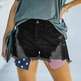 thumbnail image 3 of Women's Patriotic Printed Denim Bermuda Shorts 5-Inch Inseam, July 4th Star Flag Design for Summer Casual Outfits,Black XL, 3 of 4