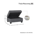 thumbnail image 3 of OakvillePark Granby Microfiber Fabric Upholstered Storage Ottoman, Dark Gray, 3 of 4
