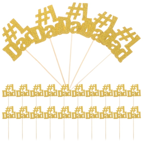 MLINS 25pcs Father‘s Day Cake Pick Decor Cupcake Topper Party Cake Insert Ornament