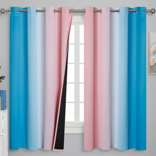Cortinas Estelar Textiler Ombre Total Blackout Rosa/Azul 160x160 cm