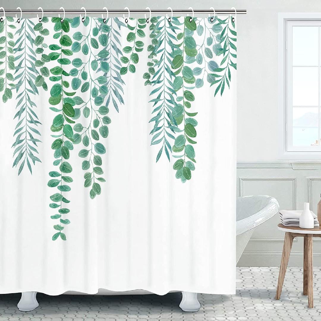Leaf Shower Curtain, Plant Shower Curtain, Green Leaves Shower Curtain
