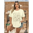 thumbnail image 4 of DEXIO Plus Size Western Shirt for Women Cow Skull Shirt Boho Cowgirl T-Shirt Rodeo Graphic Tee Vintage Country Music Tops,4X, 4 of 9
