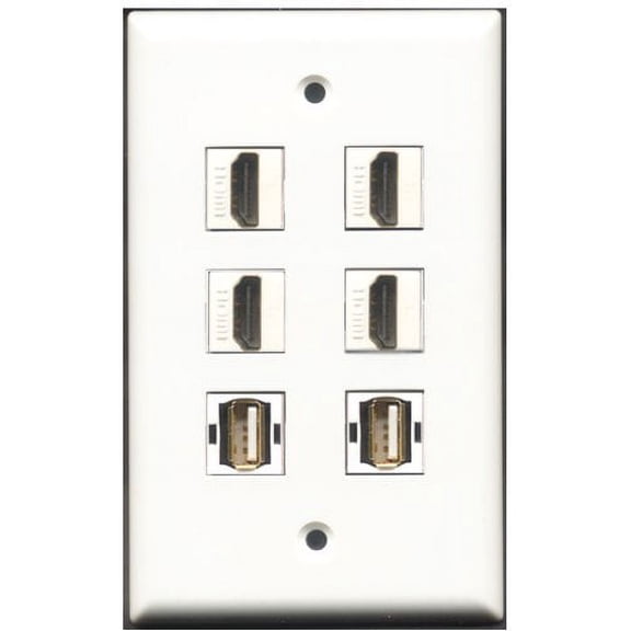 RiteAV - 4 Port HDMI 2 Port USB A-A Wall Plate