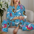 thumbnail image 6 of Fotbe Sharks Summer Pattern Long Sleeve Pajama Set for Women,Sleepwear Set,2-piece Loungewear Set,Soft PJs Comfy Nightwear with Pockets -Small, 6 of 7