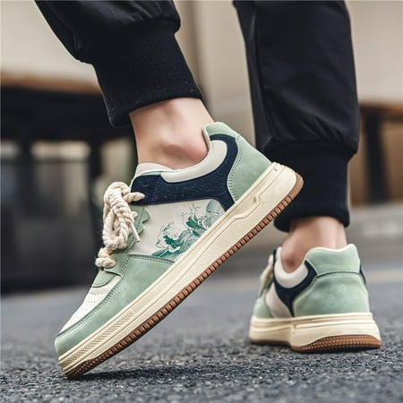 

Men‘s Trendy Color Block Breathable Lightweight Non-slip Skate Shoes Walking Sneakers