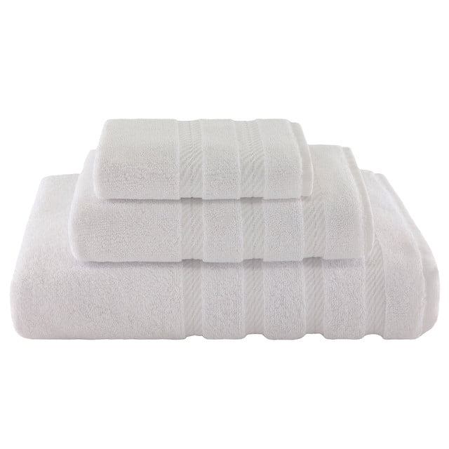 American Soft Linen Ensemble de 3 Pcs, Serviettes en Coton Turc 100 % Véritable de Qualité Supérieure et de Luxe - Blanc