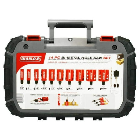 

Diablo 2-3/8 in. L Bi-Metal Hole Saw Kit 3/8 in. 14 pc.