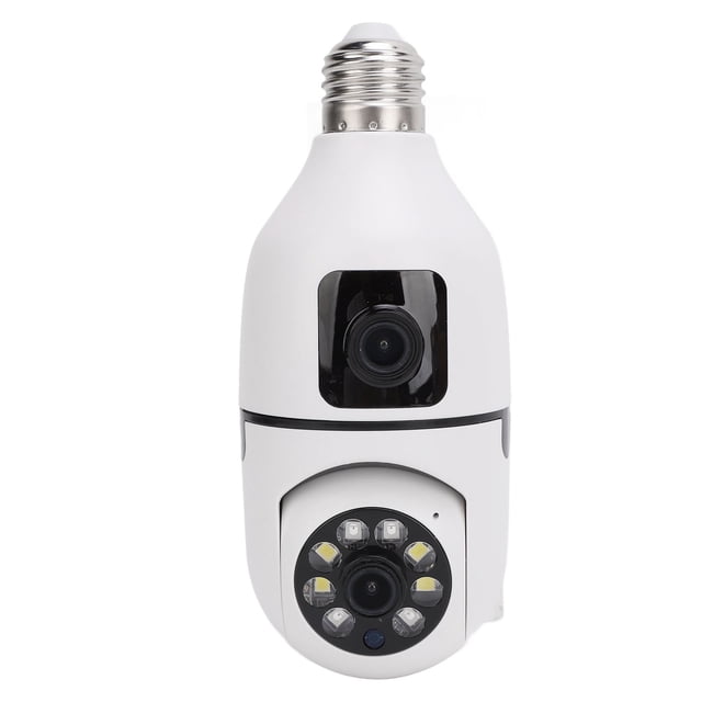 Cámaras De Seguridad De Enchufe De Luz, Cámaras De Seguridad De Bombilla De Detección De Movimiento Lente Dual 1920x1080p Talk De Dos Para El Hogar