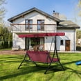 thumbnail image 2 of MCombo 3 Person Reclining Patio Swing with Adjustable Canopy, Cushion for Backyard, Porch Lawn, Burgundy, 2 of 9