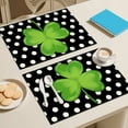 thumbnail image 2 of Nmdmisc St Patricks Day Placemats 12X19 Inches, Green Shamrock Black Dots Spring Seasonal Farmhouse Burlap Indoor Kitchen Dining Table Mats Decorations for Home Party, 2 of 5