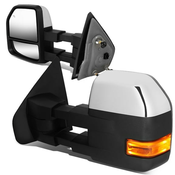 DNA Motoring TWM-054-T999-CH-AM For 2004 to 2014 Ford F150 Pair Powered Adjustment Side Towing Mirror w / LED Turn Signal Puddle Lights (Chrome Trim) 05 06 07 08 09 10 11 12 13