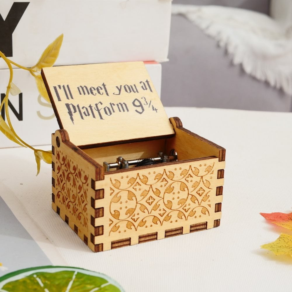 Harry Potter Music Box Laser Engraved Vintage Wooden Musical Box, Best