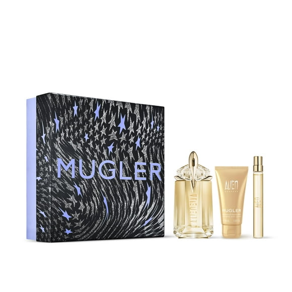 Mugler Alien Goddess Eau de Parfum - Women's Fragrance Gift Set - Floral & Woody - With Bergamot, Jasmine, and Vanilla - Full Size, 2 Fl Oz, Body Lotion, 1.7 Fl Oz & Tra