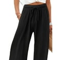 thumbnail image 3 of DYMADE Women Casual Drawstring Cotton Linen Thin Hippie Beach Pants, 3 of 6