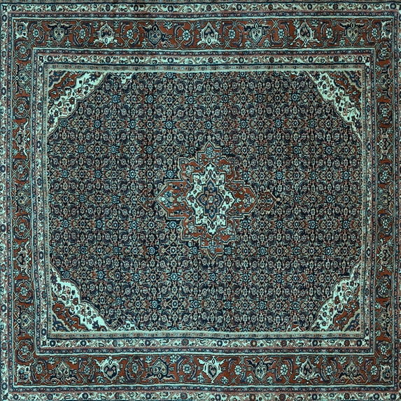 Ahgly Company Indoor Square Persian Light Blue Traditional Area Rugs, 7' Square