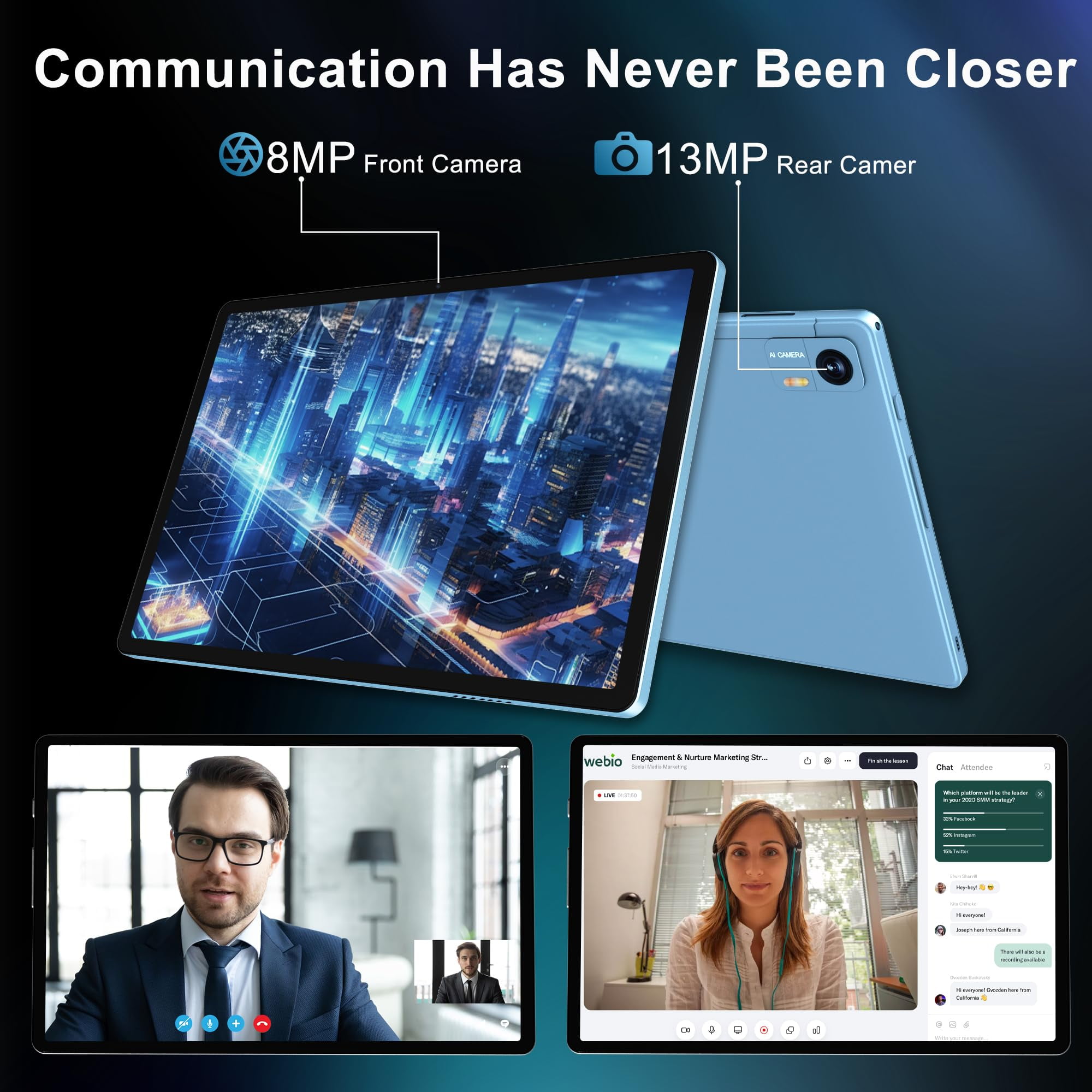 Android 14 Tablet,10inch Tablet,5G WiFi+Cellular, Octa-Core, Dual Camera, GPS, BT 5.0,1TB Expand,FHD IPS,Incell Touch Screen,8000mAh, Face Unlock,Tablet with Keyboard