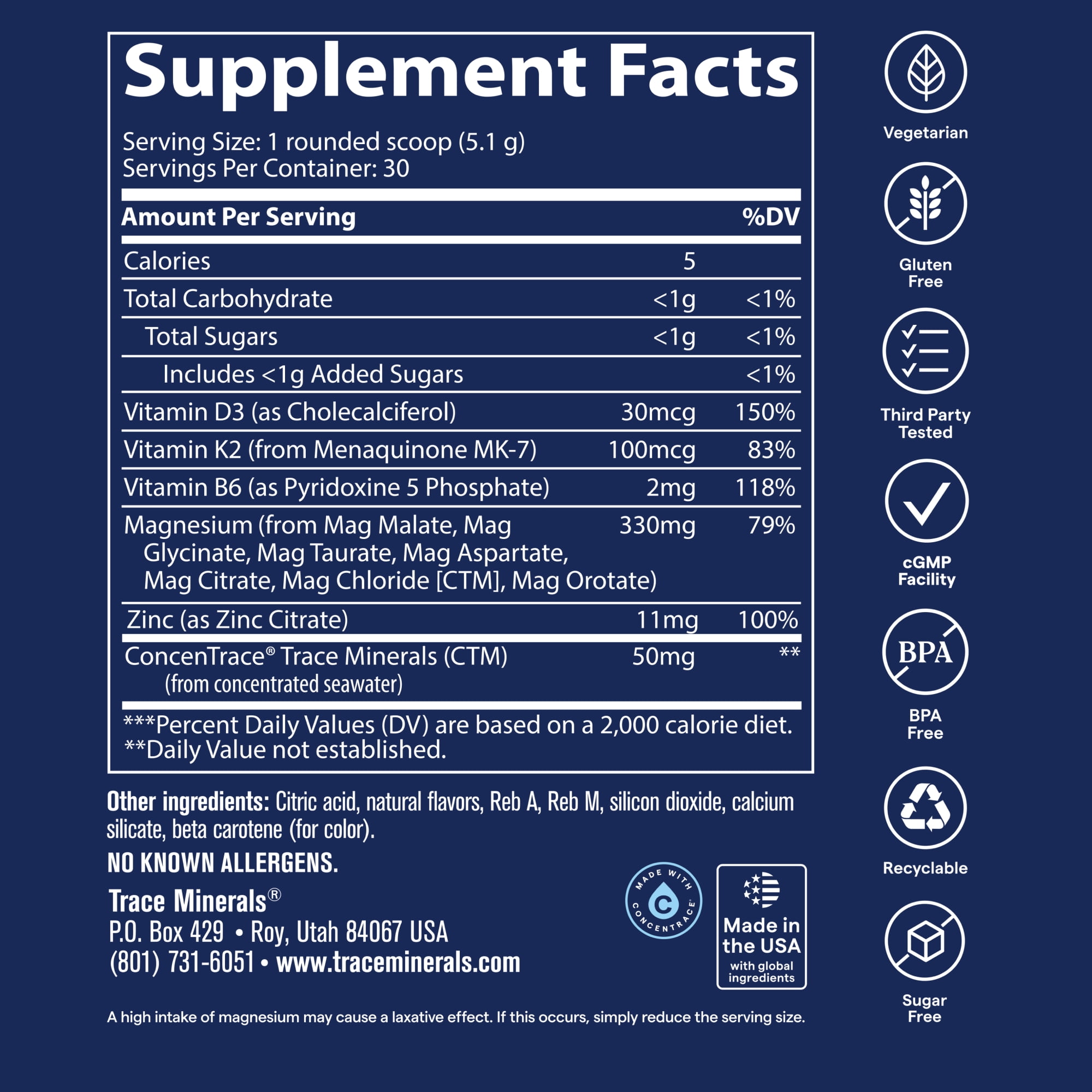 (2 pack) Trace Minerals Multi Magnesium Powder for Stress, Energy and Heart Health, Orange Mango, 30 Servings