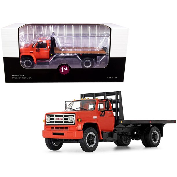 Gmc 6500 Flatbed Truck Orange And Black 1 34 Diecast Model By First Gear Walmart Com