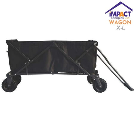 Impact Canopy Folding Utility Wagon Collapsible All Terrain Wagon Extra Large Black