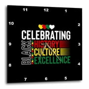 3drose, Celebrating Black History Culture, Excellence Colorful Text Art, 10x10 Wall Clock