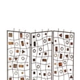 thumbnail image 2 of Foldable Metal Screen with Geometrical Design and 3 Panels, Brown- Saltoro Sherpi, 2 of 5