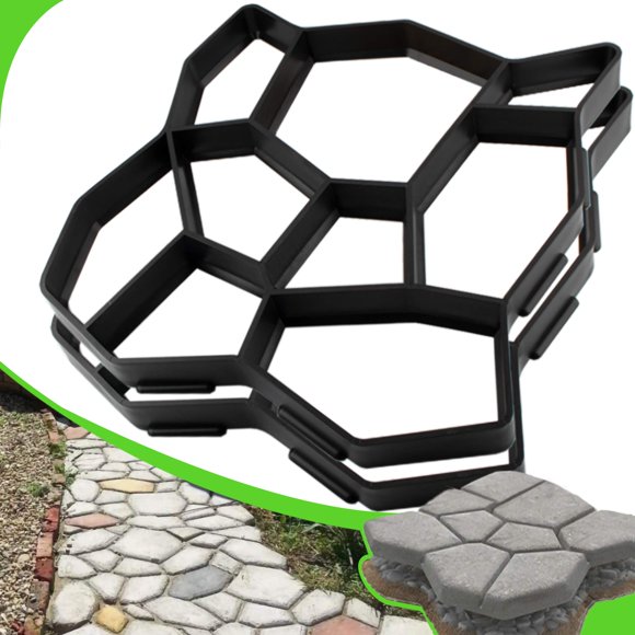 CJGQ 2 Packs Plus Size 19.6"x19.6"x1.7" Walk Maker Reusable Concrete Pathmate Stone Molding Stepping Stone Paver Lawn Patio Yard Garden DIY Path Maker Paving Moulds (Irregular)