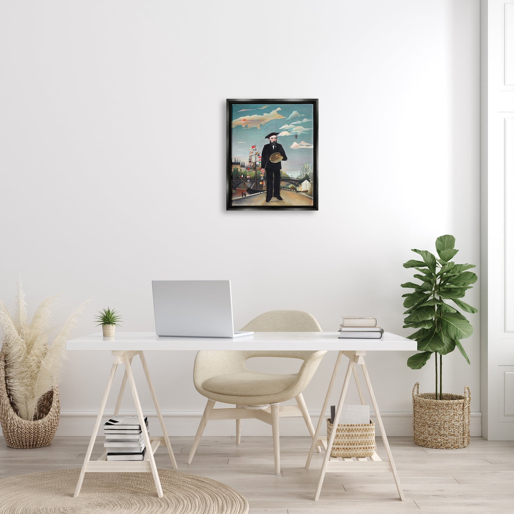 Stupell Industries Myself Self Portrait Henri Rousseau Classical Painting Painting Luster Gray Floating Framed Canvas Print Wall Art, Design by one1000paintings