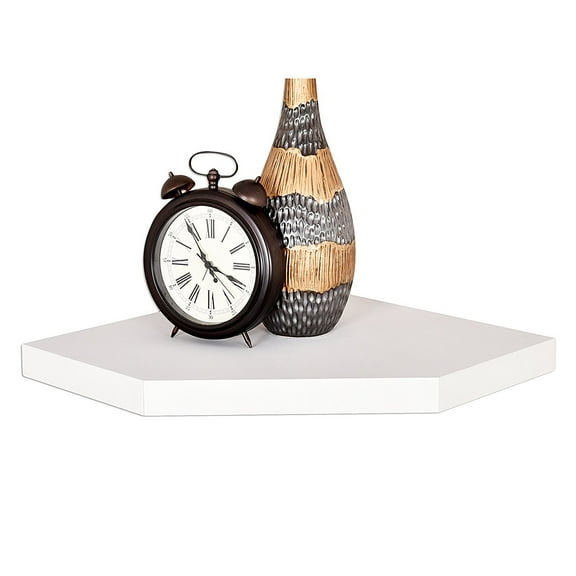 WELLAND 20" Phoenix Wall Floating Shelf Display Rack Corner Shelf, 20"D x 28"W x 1.75"H, White