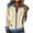 Beige, variant on JSKUMAR Women's Patchwork Stitching Shirts Casual Long Sleeve Full Zip Denim Sweatshirt Stylish Lapel Blouses Tops (White,XL)