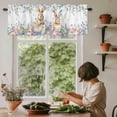 thumbnail image 6 of Bunny Easter Rod Pocket Curtain Valance, Spring Floral Eggs Eucalyptus Leaves Weeping Farmhouse Window Valance for Living Room, Bedroom, Kitchen 42"W x 18"L, 6 of 9