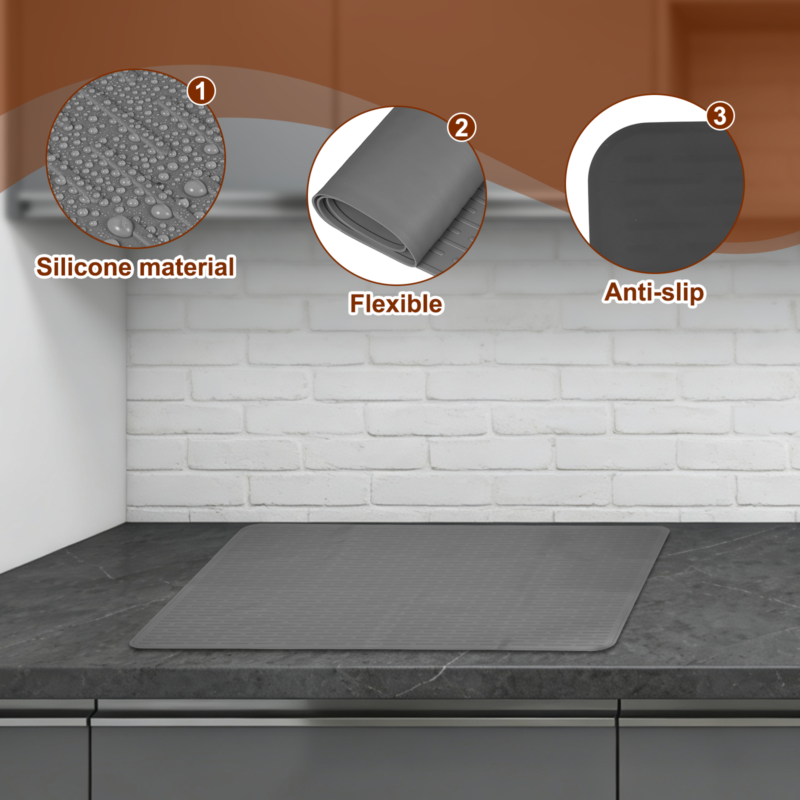 Uxcell 36 x 20 Inch Stove Top Cover for Electric Stove, 1Pcs Silicone Stripe Mat for Glass Top Cover Non-Slip Glass Cooktop Protector for Kitchen Oven Dish Drying Mat, Gray