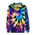 thumbnail image 4 of Renewold Long Sleeve Drawstring Sweatshirts Size XS Full Zip Up Hoodies for Women Boho Tie Dye Print Tops Elasticity No Pilling Coat Outdoor Leisure Vacations Outfits with Pocket, 4 of 5