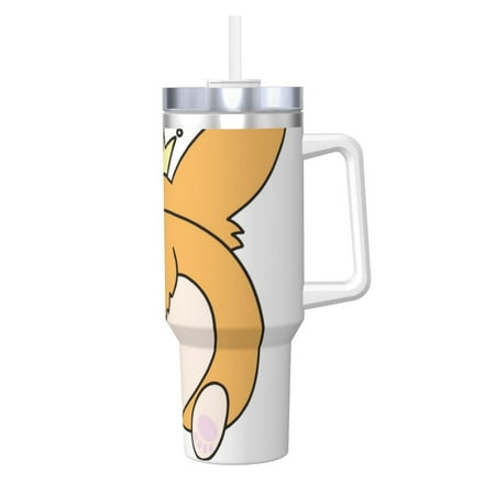 

Zeuib Prince Corgi Dog Printed Insulated Stainless Steel Hot/Cold Coffee Cup 40oz Ice Bully With Handle Tumbler with Straw and Handle Insulated Water Bottle Travel Mug Cup