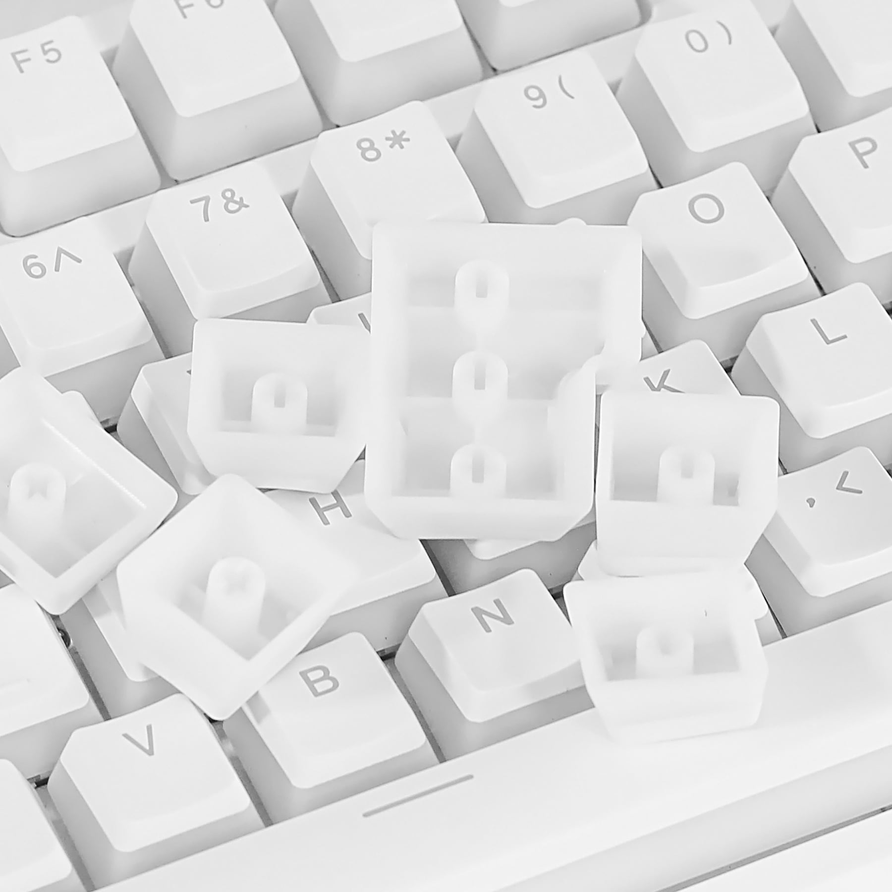 PBT Keycaps Pudding Keycaps OEM Profile Doubleshot Backlit Translucent Keyset for US UK Layout 61 68 84 87 104 108 MX Switches Mechanical Keyboard,White