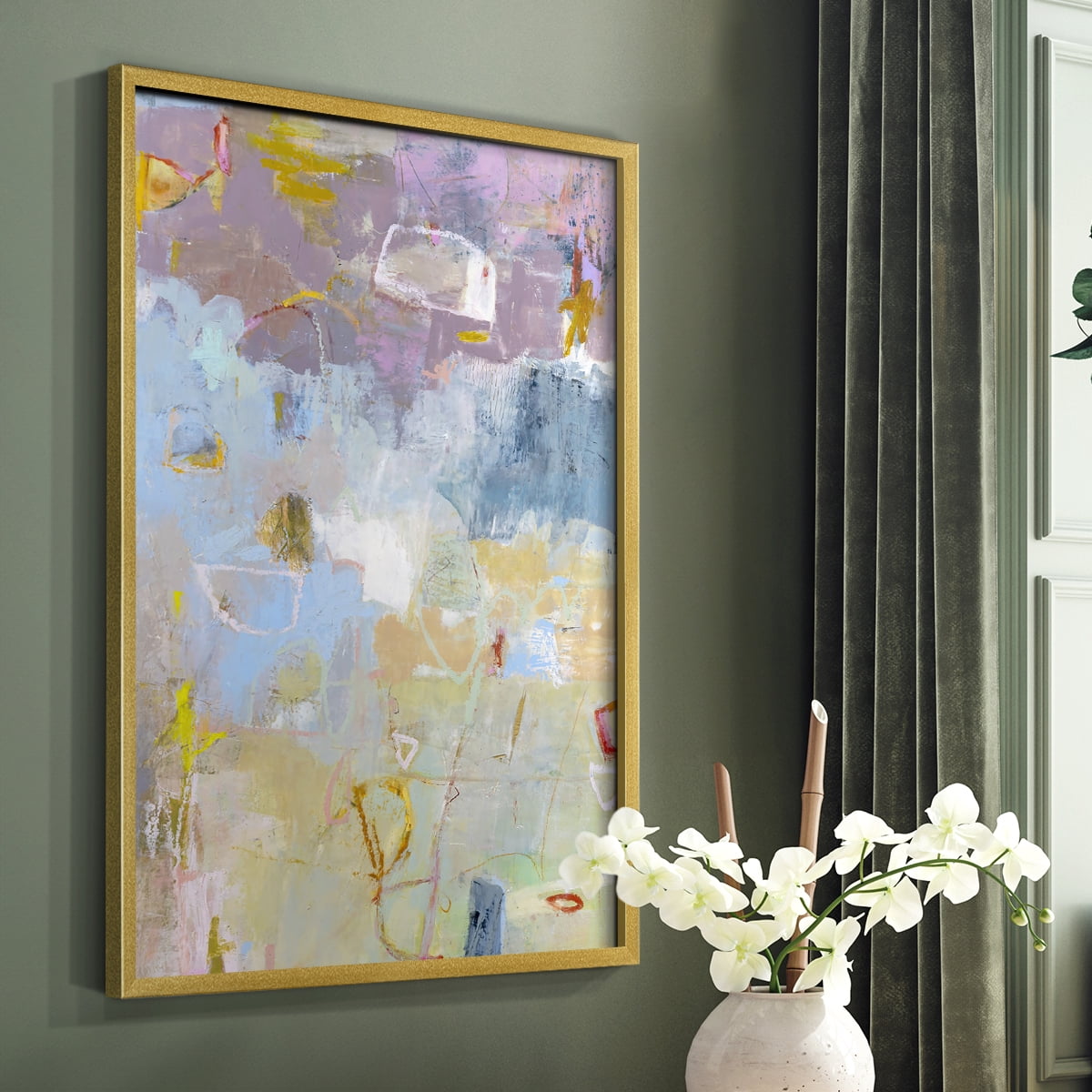 Whilst I Framed Print in Gold Solid Wood 16 x 20 Framed Print