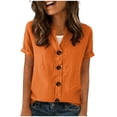 thumbnail image 4 of Guluxicc Button Up Shirt Women Short Sleeve Cotton Button Front Solid Color Casual Summer Outdoor Wear Trendy Tops, 4 of 8